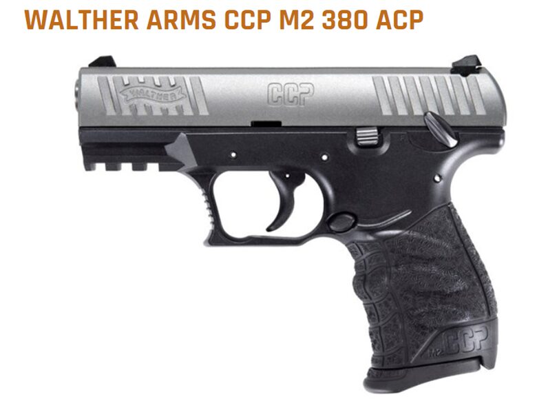 A walther arms ccp m2 380 acp semi-automatic pistol, predominantly gray with black grips, displayed against a plain background.